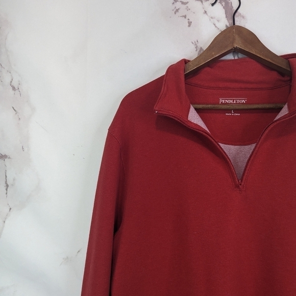 Pendleton Quarter Zip Shirt Mens Large Red Pullover Heavyweight 1/4 - Picture 2 of 12